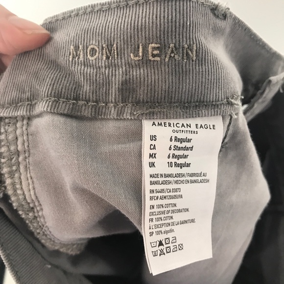 NWOT AMERICAN EAGLE Pleated Corduroy Mom Jeans - Picture 5 of 8